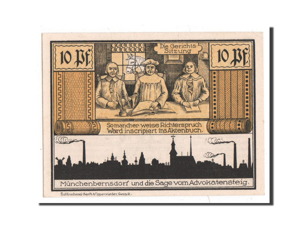 Banknote, Germany, Munchenbernsdorf, 10 Pfennig, 1921, UNC(65-70), Mehl:911.3