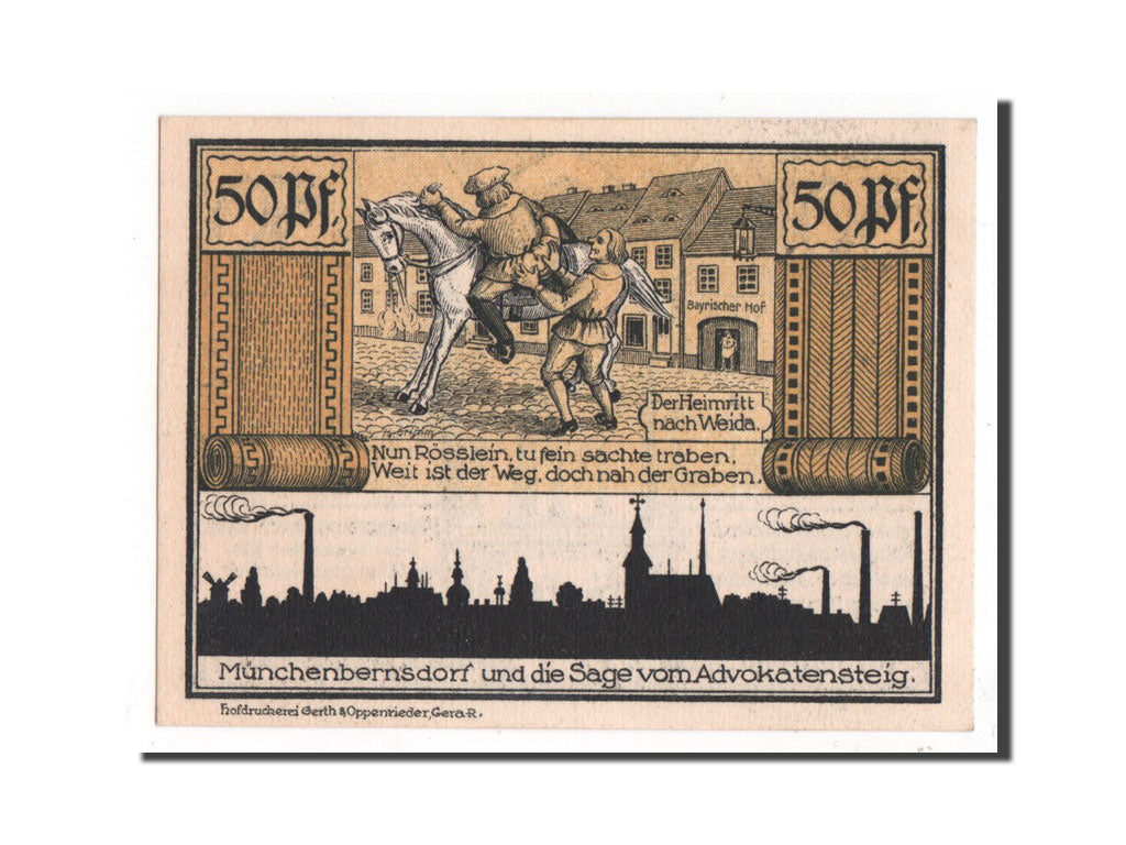 Banknote, Germany, Munchenbernsdorf, 50 Pfennig, 1921, UNC(65-70), Mehl:911.3