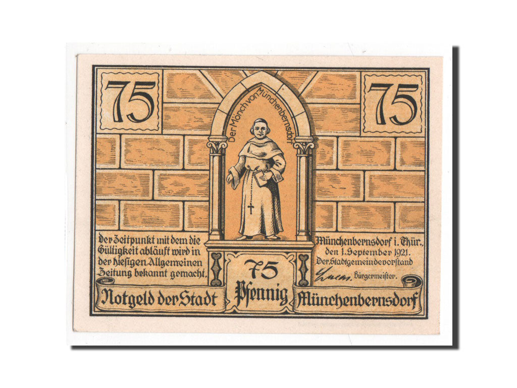 Banknote, Germany, Munchenbernsdorf, 75 Pfennig, 1921, UNC(65-70), Mehl:911.3