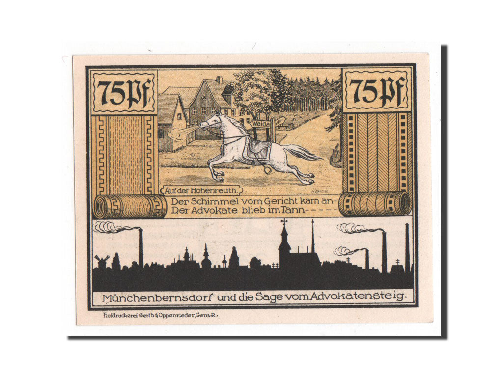 Banknote, Germany, Munchenbernsdorf, 75 Pfennig, 1921, UNC(65-70), Mehl:911.3