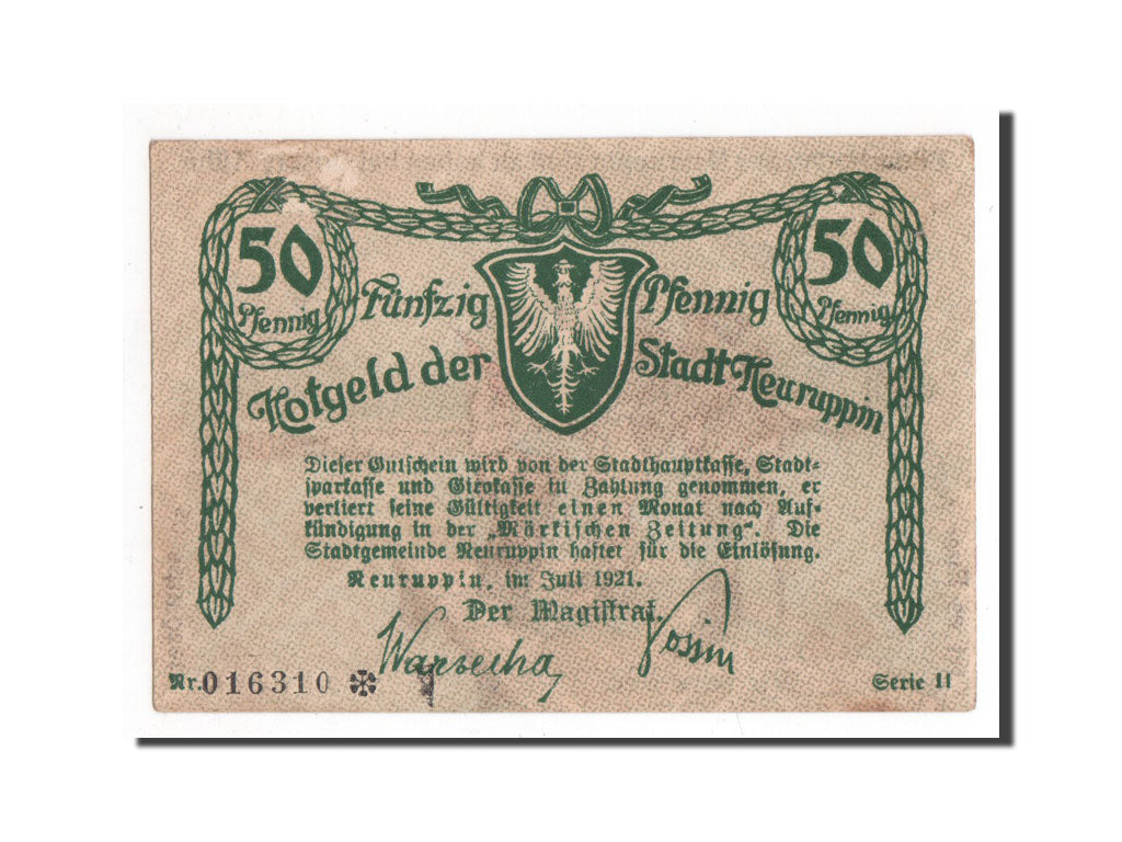 Banknote, Germany, Neuruppin Stadt, 50 Pfennig, 1921, 1921-07-01, UNC(65-70)