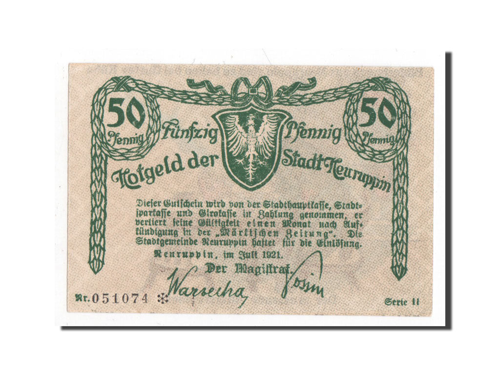Billet, Allemagne, Neuruppin Stadt, 50 Pfennig, 1921, 1921-07-01, NEUF