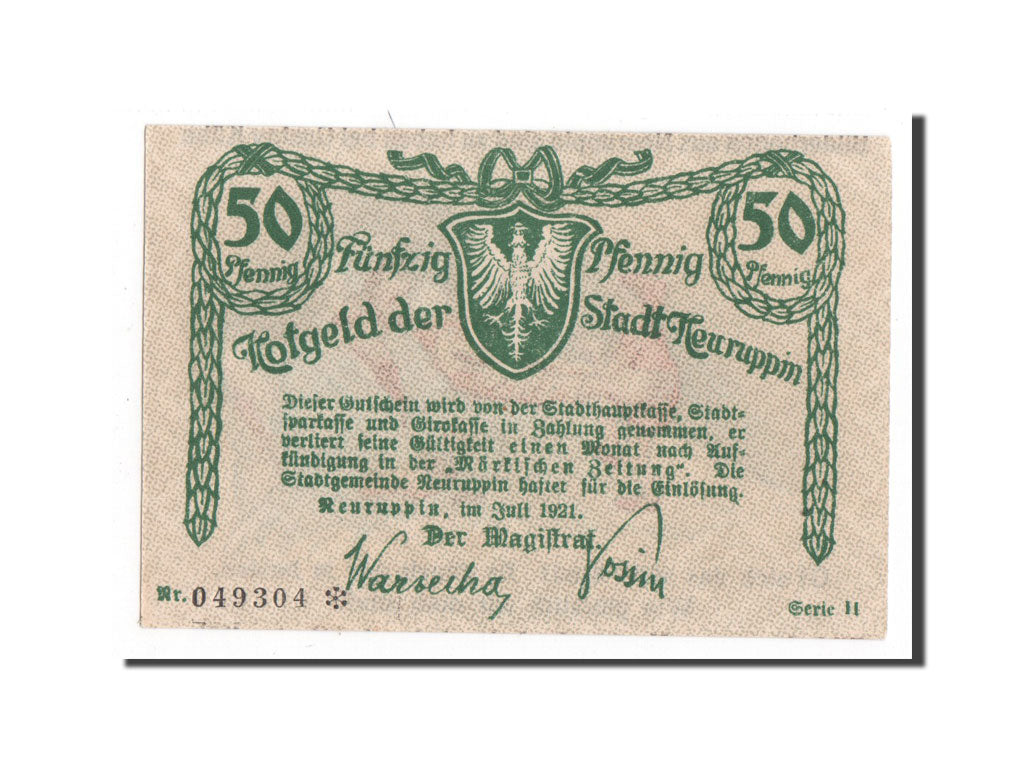 Banconote, Germania, Neuruppin Stadt, 50 Pfennig, 1921, 1921-07-01, FDS