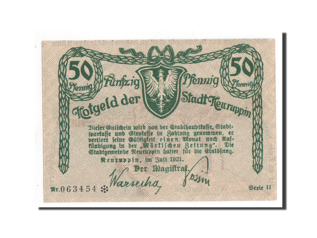 Billet, Allemagne, Neuruppin Stadt, 50 Pfennig, 1921, 1921-07-01, NEUF