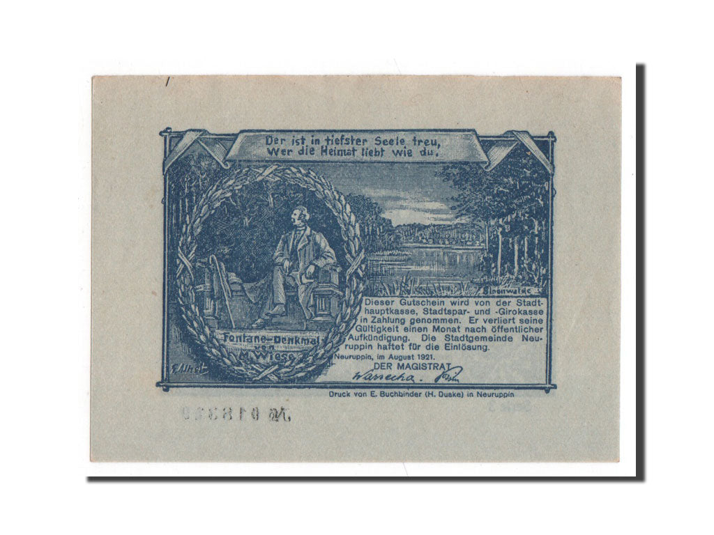 Banknote, Germany, Neuruppin Stadt, 50 Pfennig, 1921, 1921-08-01, UNC(65-70)