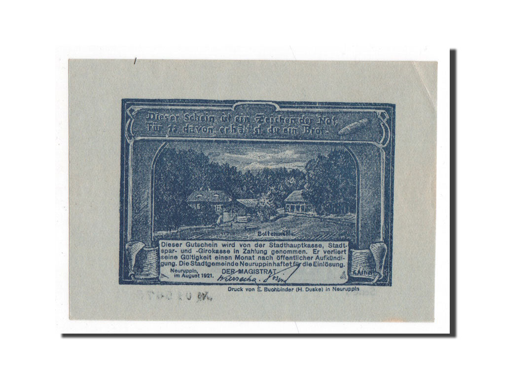 Banconote, Germania, Neuruppin Stadt, 50 Pfennig, 1921, 1921-08-01, SPL+