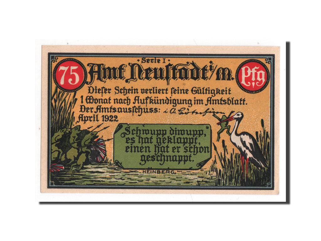 Banknote, Germany, Neustadt Stadt, 75 Pfennig, 1922, 1922-04-01, UNC(65-70)