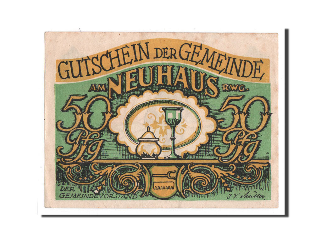 Banknote, Germany, Neuhaus am Rennweg Gemeinde, 50 Pfennig, UNC(64), Mehl:948.3