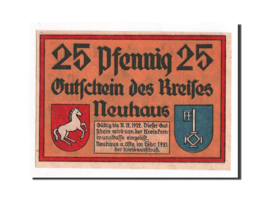 Banknote, Germany, Neuhaus, 25 Pfennig, 1921, 1921-02-01, UNC(65-70), Mehl:947.2