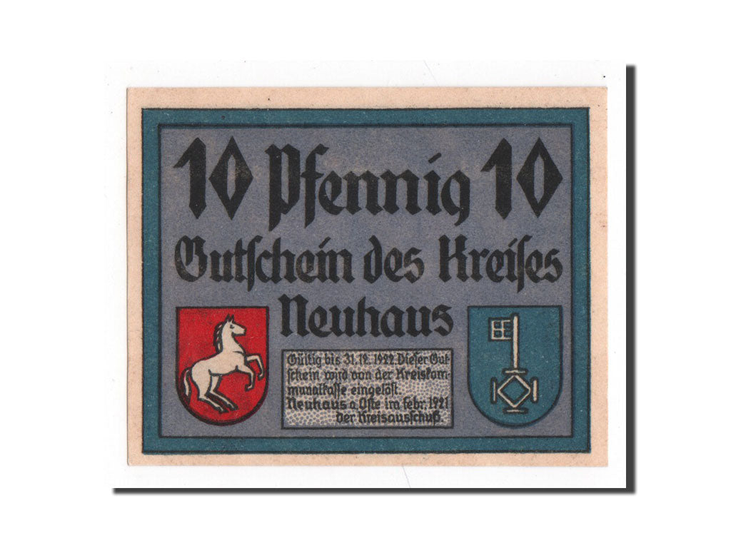 Banknote, Germany, Neuhaus, 10 Pfennig, 1921, 1921-02-01, UNC(65-70), Mehl:947.2
