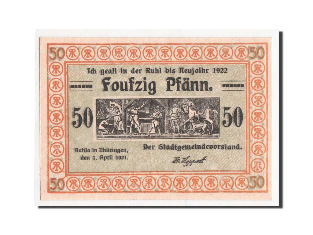 Banknote, Germany, Ruhla Stadte, 50 Pfennig, 1921, UNC(65-70), Mehl:1153.1