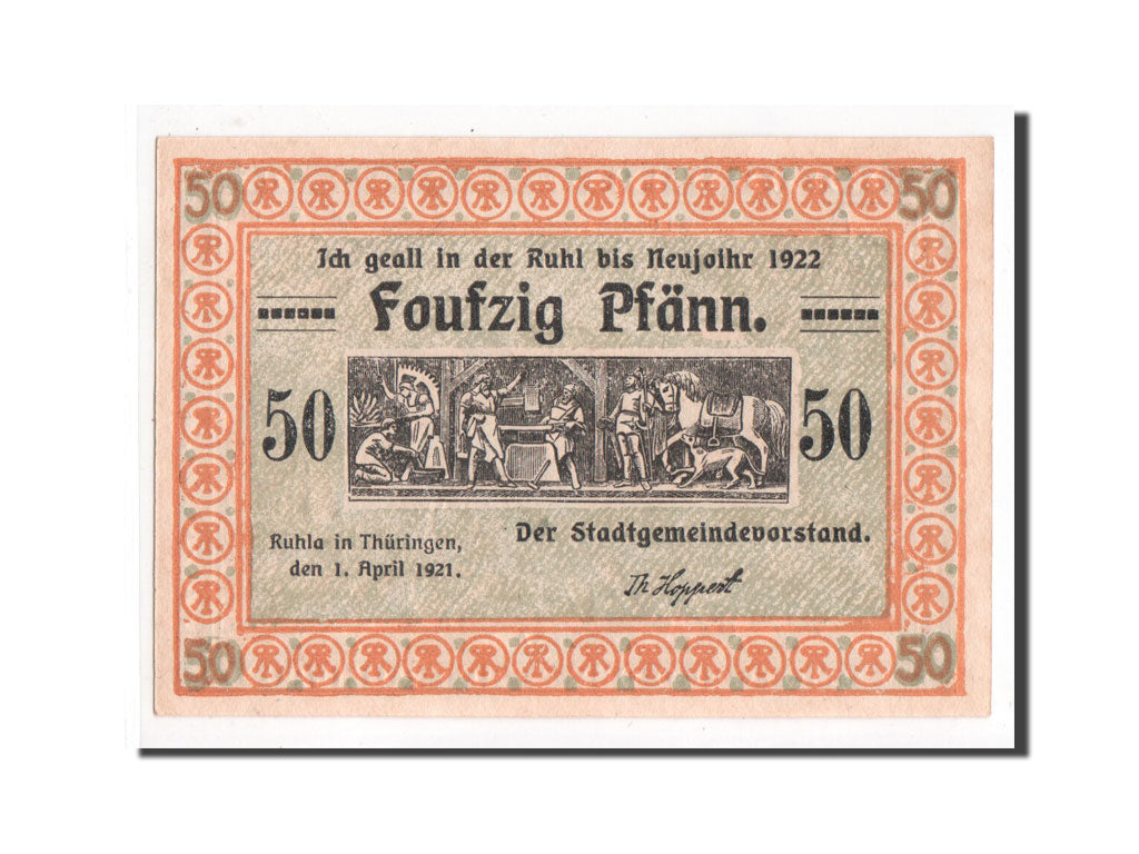 Banknote, Germany, Ruhla Stadte, 50 Pfennig, 1921, UNC(65-70), Mehl:1153.2