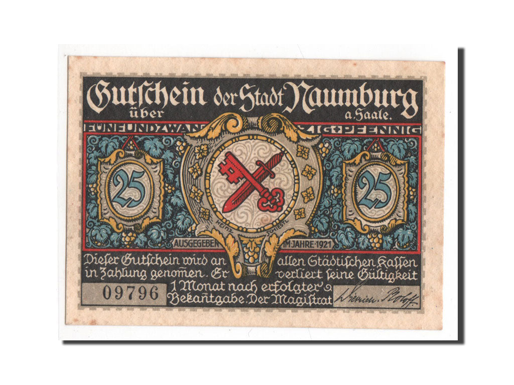 Banknote, Germany, Naumburg a.S. Stadt, 25 Pfennig, 1921, UNC(65-70), Mehl:928.6