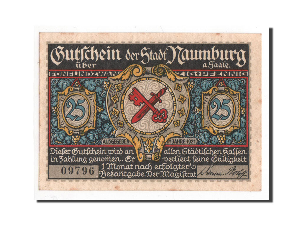 Banknote, Germany, Naumburg a.S. Stadt, 25 Pfennig, 1921, UNC(65-70), Mehl:928.6