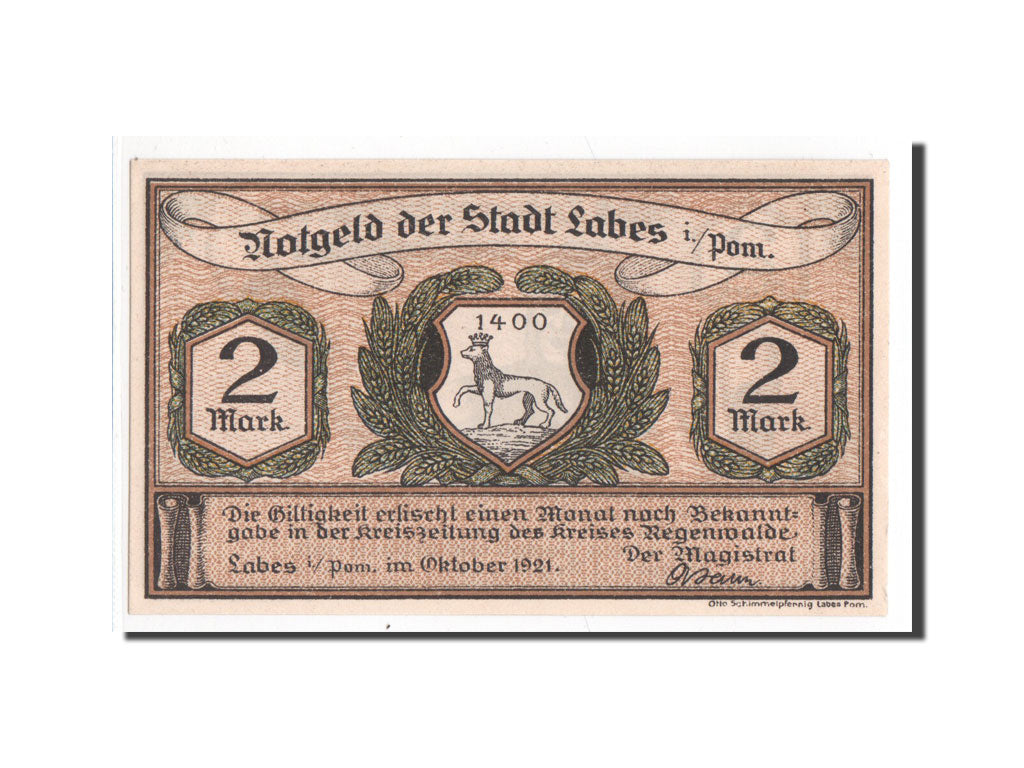 Banknote, Germany, Pommern, 2 Mark, 1921, 1921-10-01, UNC(65-70), Mehl:755.1d