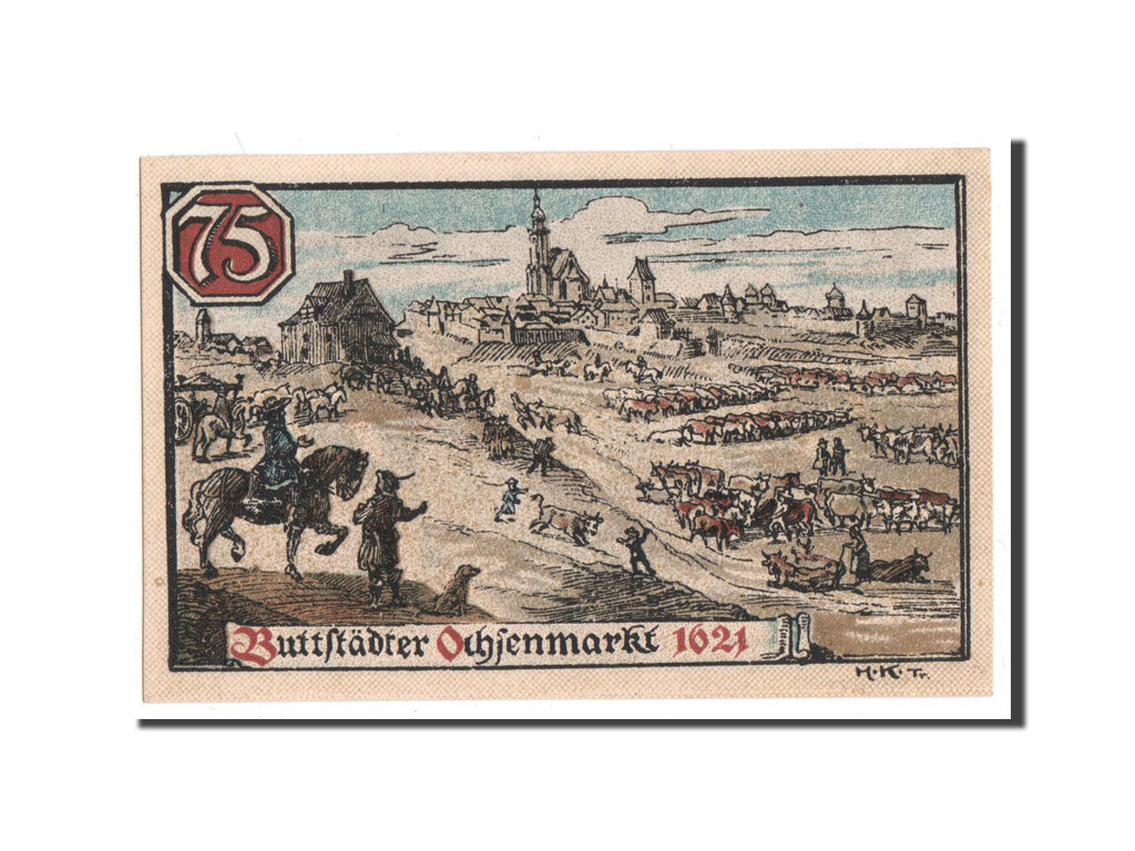 Banknote, Germany, Buttstadt Stadt, 75 Pfennig, UNC(65-70), Mehl:211.1a