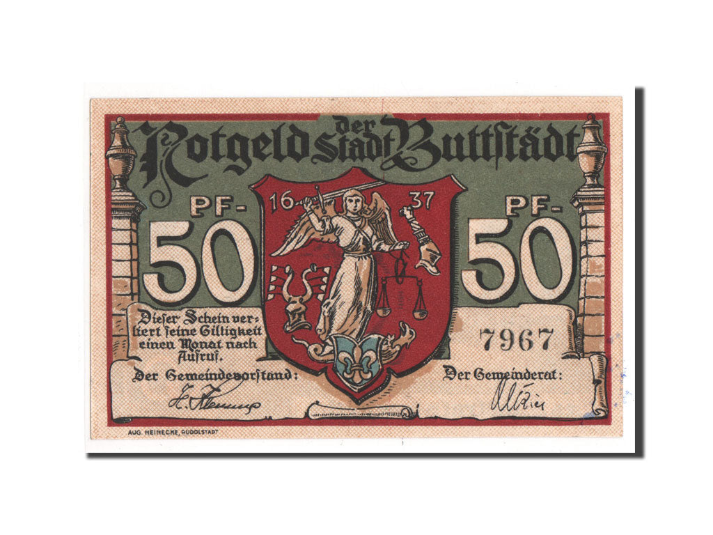 Banknote, Germany, Buttstadt Stadt, 50 Pfennig, UNC(65-70), Mehl:211.1a