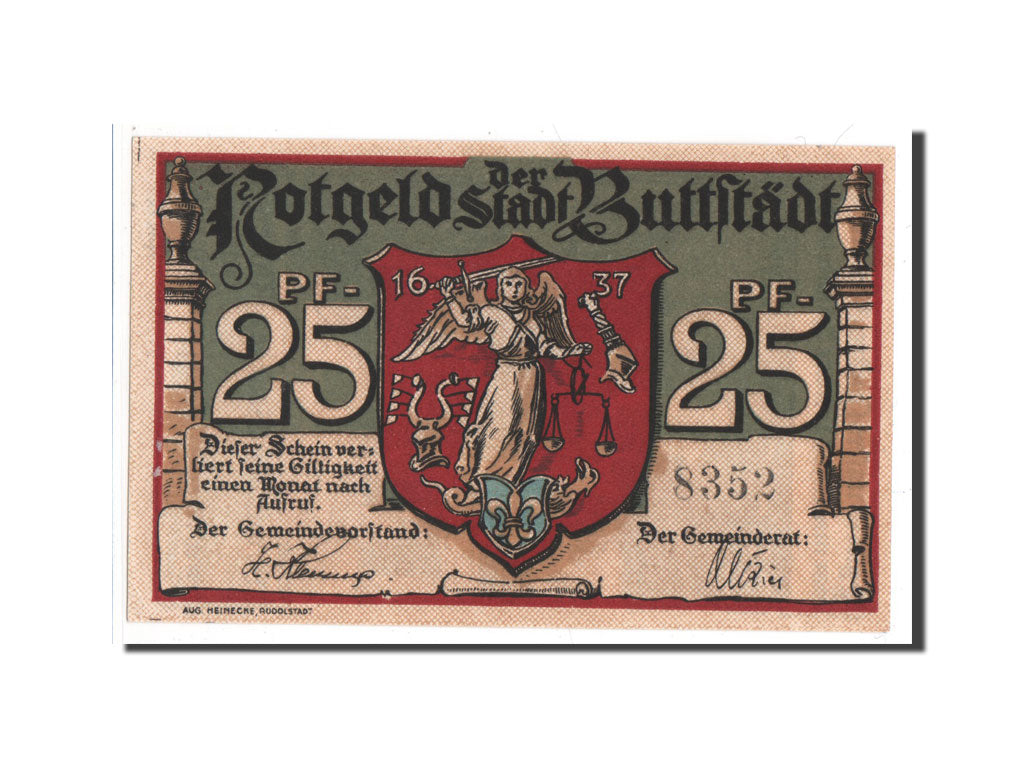 Banknote, Germany, Buttstadt Stadt, 25 Pfennig, UNC(65-70), Mehl:211.1a