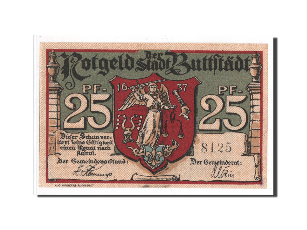 Banknote, Germany, Buttstadt Stadt, 25 Pfennig, UNC(65-70), Mehl:211.1a