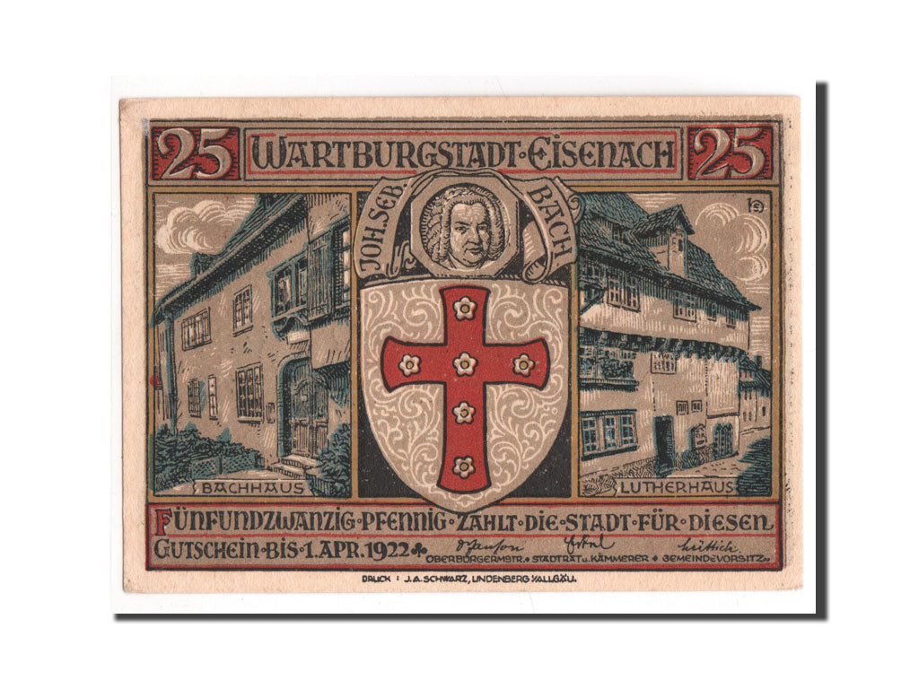 Banknote, Germany, Eisenach Stadt, 25 Pfennig, UNC(65-70), Mehl:320.4