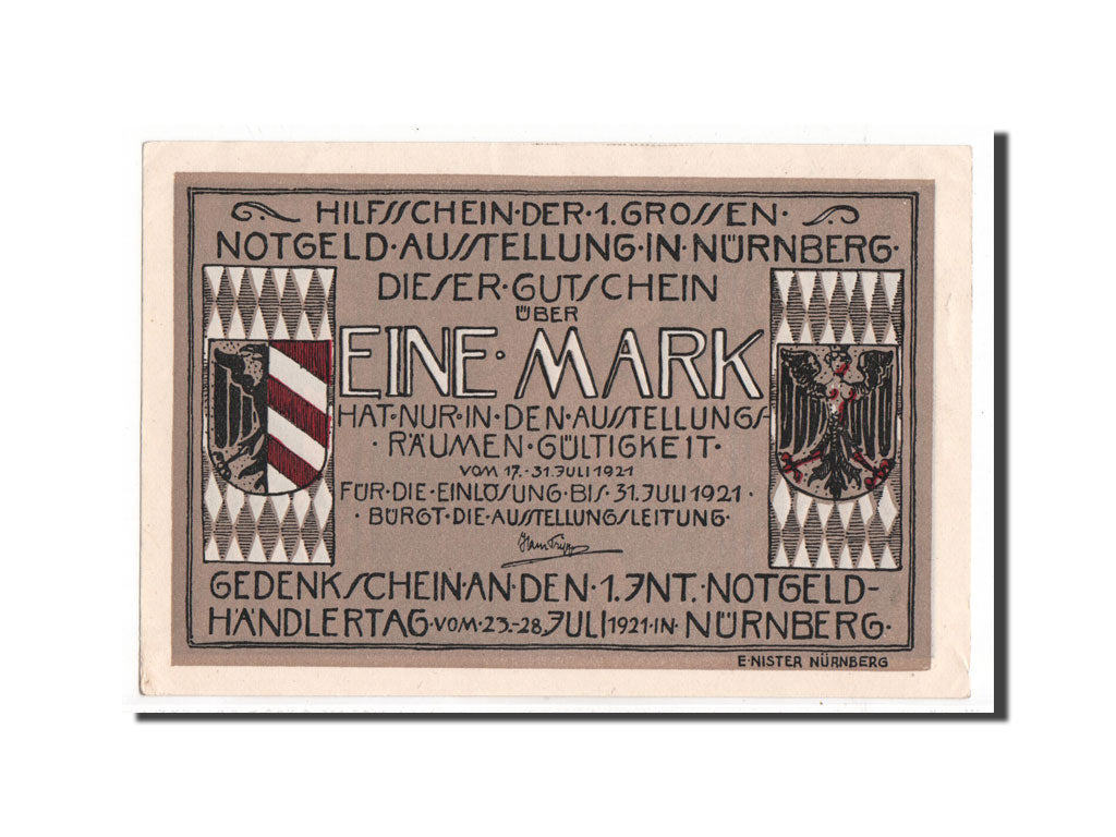 Banknote, Germany, Nurnberg Bayerische Staatsbank, 1 Mark, 1921, UNC(65-70)