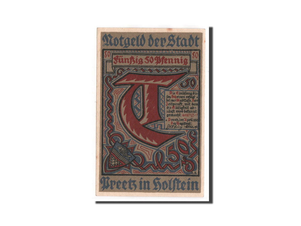 Banconote, Germania, Preetz, 50 Pfennig, 1921, 1921-04-01, FDS, Mehl:1071.3
