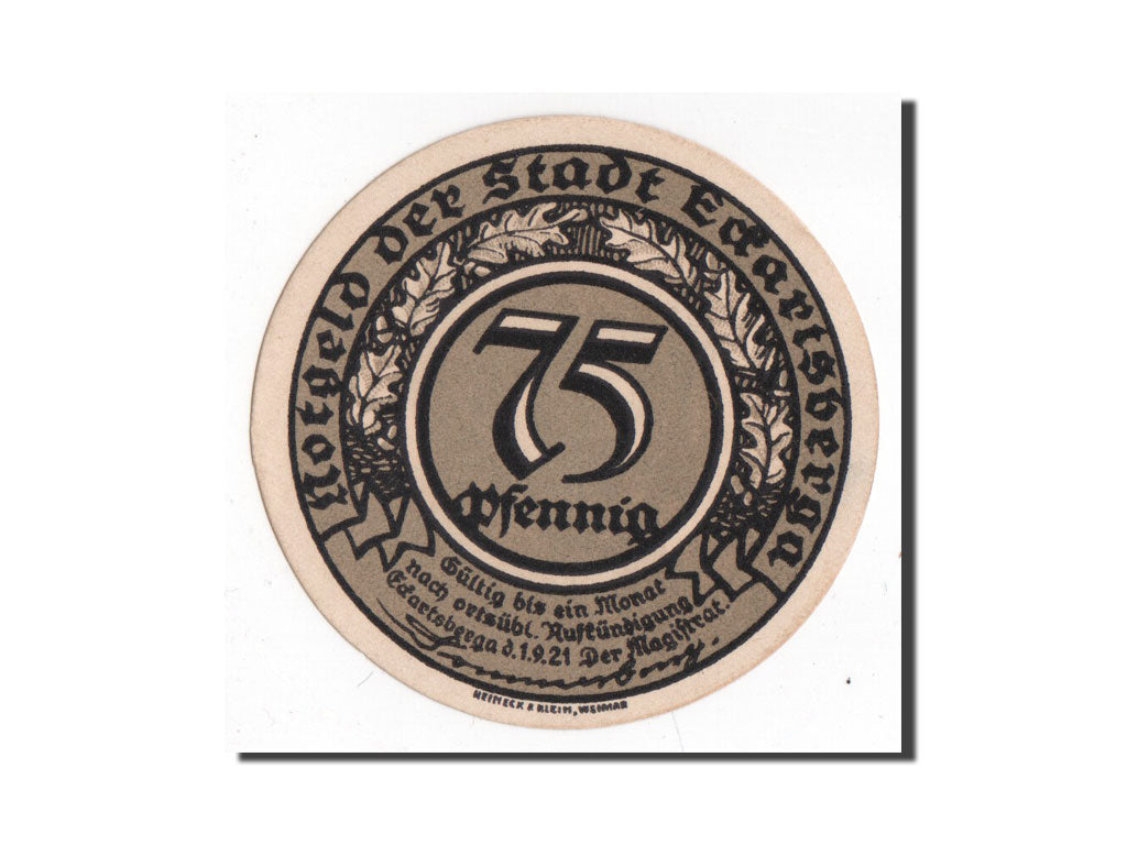 Banknote, Germany, Eckartsberga Thur. Stadt, 75 Pfennig, 1921, UNC(65-70)