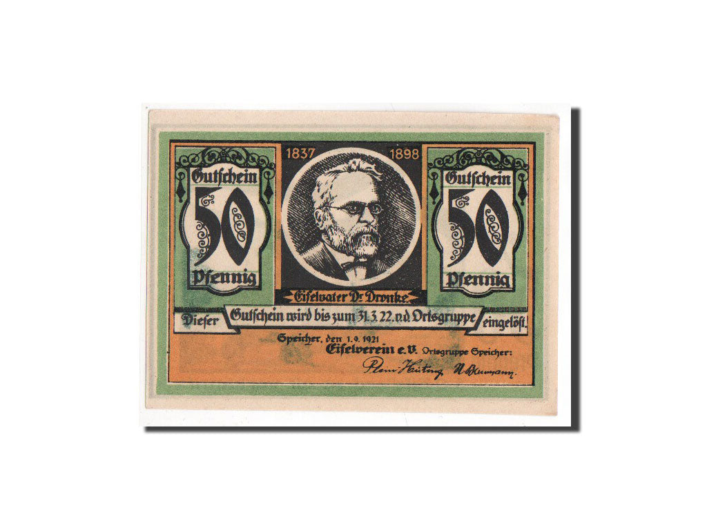 Banconote, Germania, Speicher Rheinland, 50 Pfennig, 1921, FDS, Mehl:1248.1