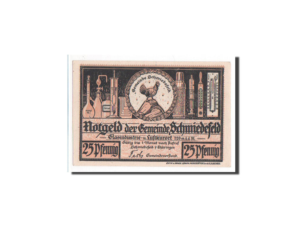 Banknote, Germany, Schmiedfeld Gemeinde, 25 Pfennig, UNC(65-70), Mehl:1187.3