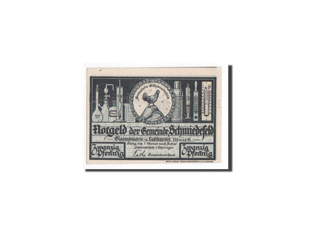 Banknote, Germany, Schmiedfeld Gemeinde, 20 Pfennig, UNC(65-70), Mehl:1187.2