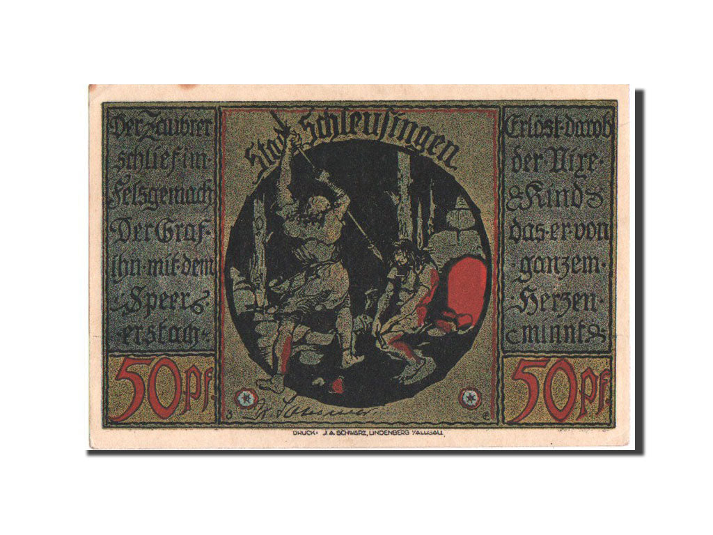 Banknote, Germany, Schleusingen Stadt, 50 Pfennig, UNC(64), Mehl:1181.1a