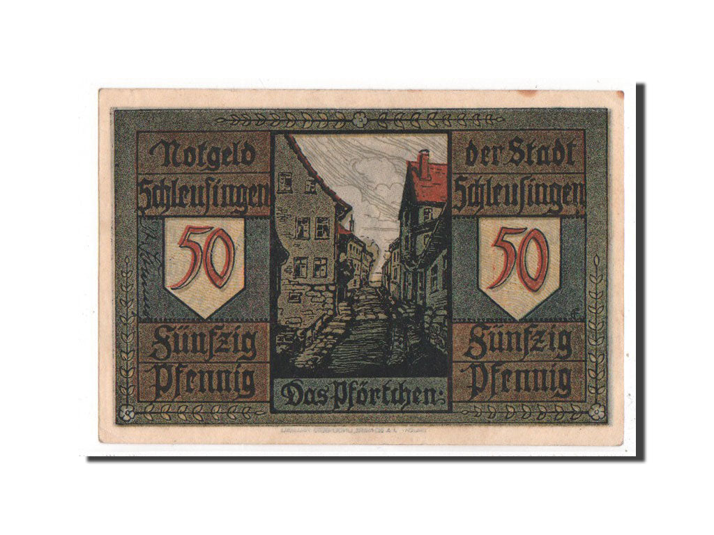 Banknote, Germany, Schleusingen Stadt, 50 Pfennig, UNC(64), Mehl:1181.1a