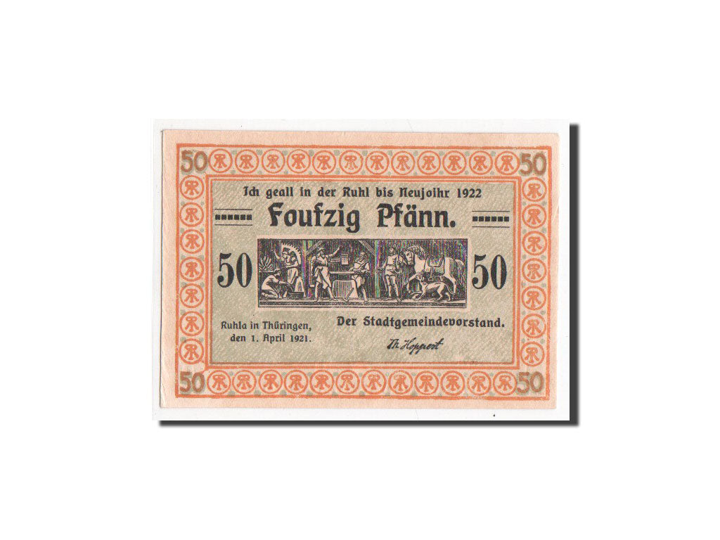 Banknote, Germany, Ruhla Stadte, 50 Pfennig, 1921, UNC(65-70), Mehl:1153.2