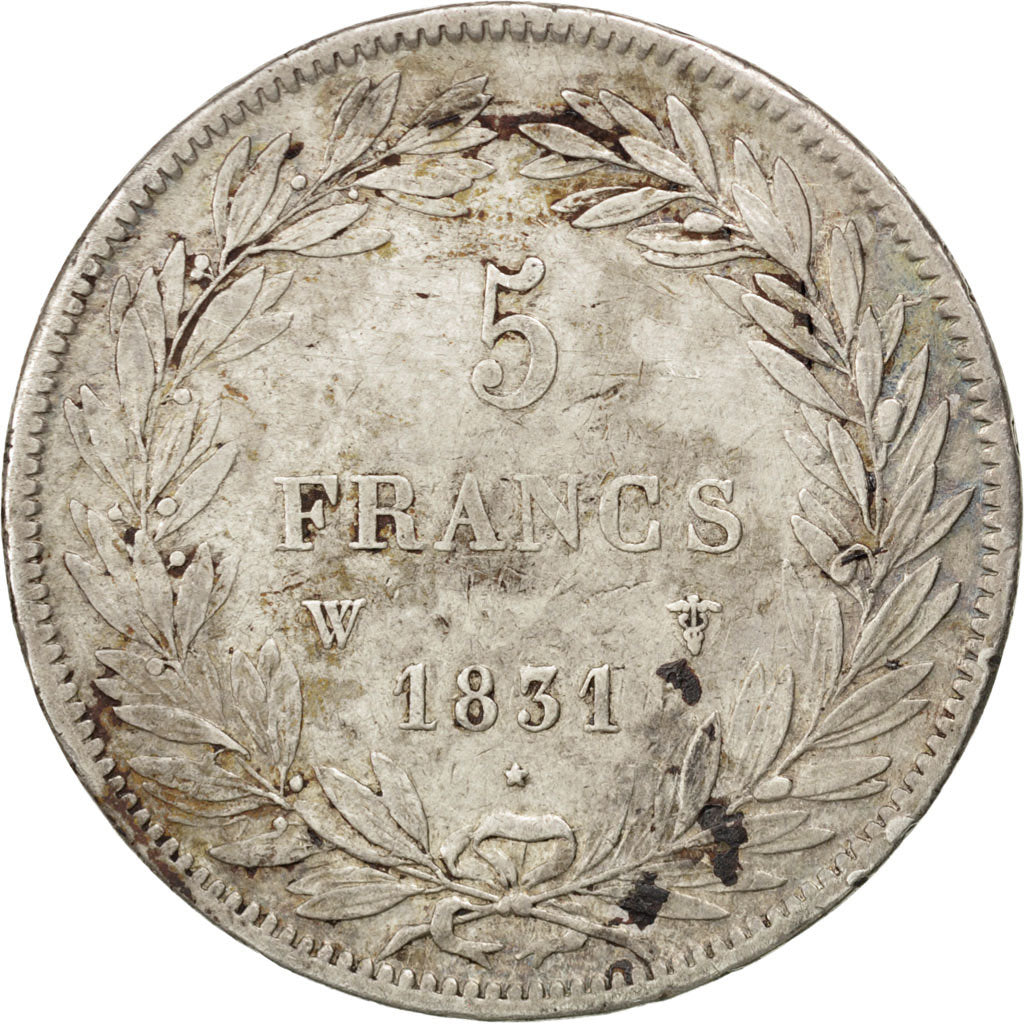 Moneda, Francia, Louis-Philippe, 5 Francs, 1831, Lille, MBC, Plata, KM:735.13