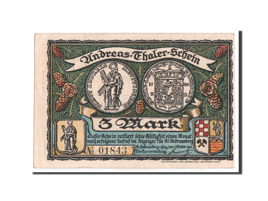 Banknote, Germany, Hannover, 3 Mark, 1921, UNC(65-70), Mehl:1164.1a