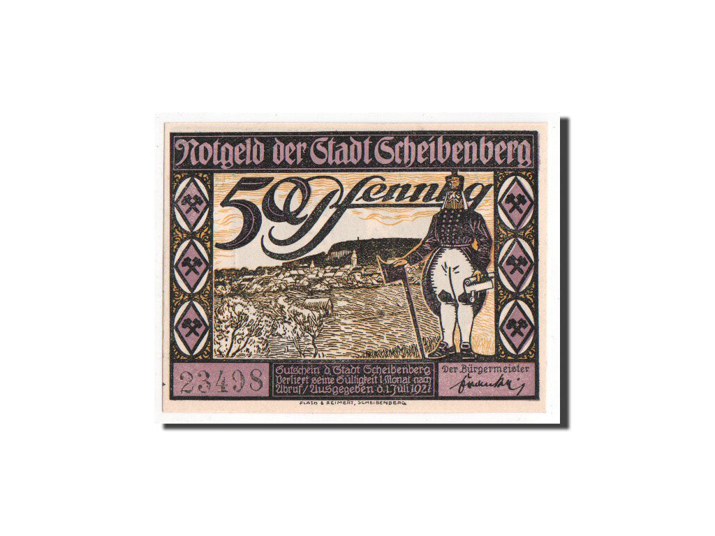 Banknote, Germany, Scheibenberg Stadt, 50 Pfennig, 1921, UNC(65-70)