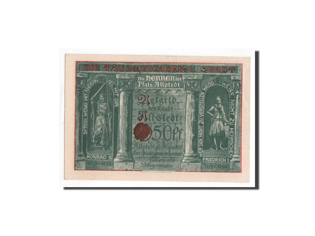 Banknote, Germany, Allstedt, 50 Pfennig, 1921, UNC(65-70), Mehl:15.1