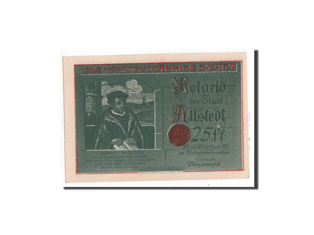 Banknote, Germany, Allstedt, 25 Pfennig, 1921, UNC(65-70), Mehl:15.1