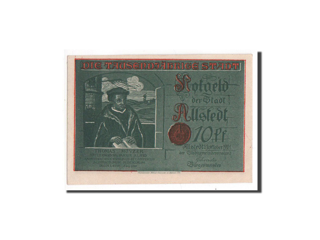 Banknote, Germany, Allstedt, 10 Pfennig, 1921, UNC(65-70), Mehl:15.1
