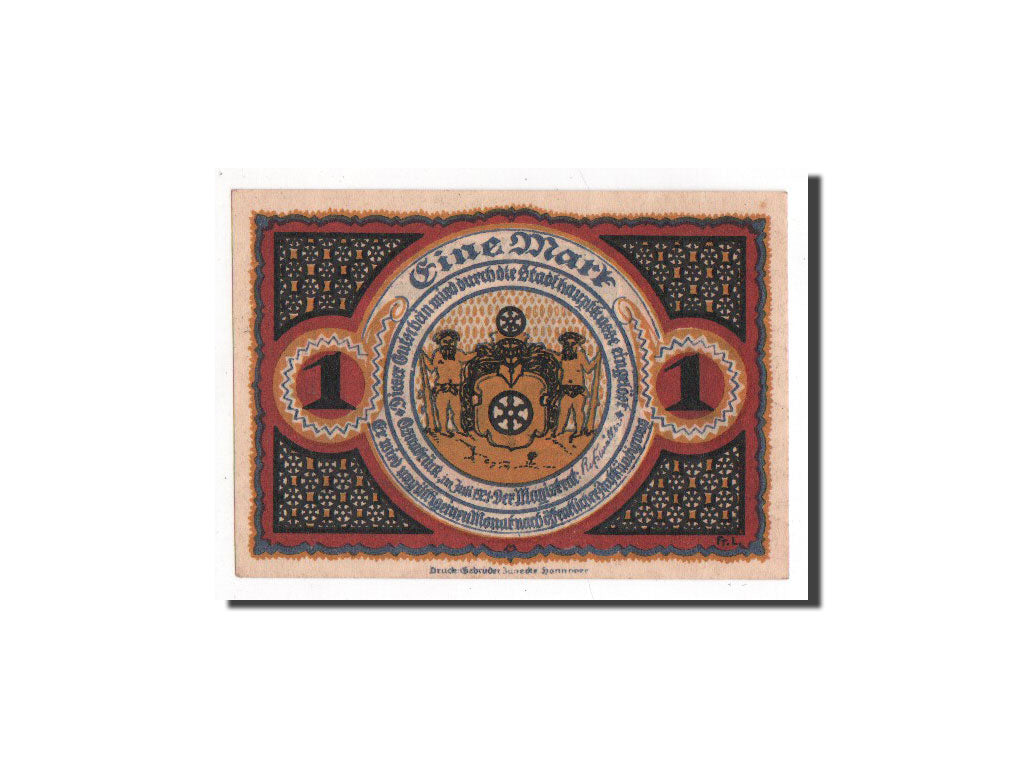 Banknote, Germany, Hannover, 1 Mark, 1921, 1921-07-01, UNC(65-70), Mehl:1032.1