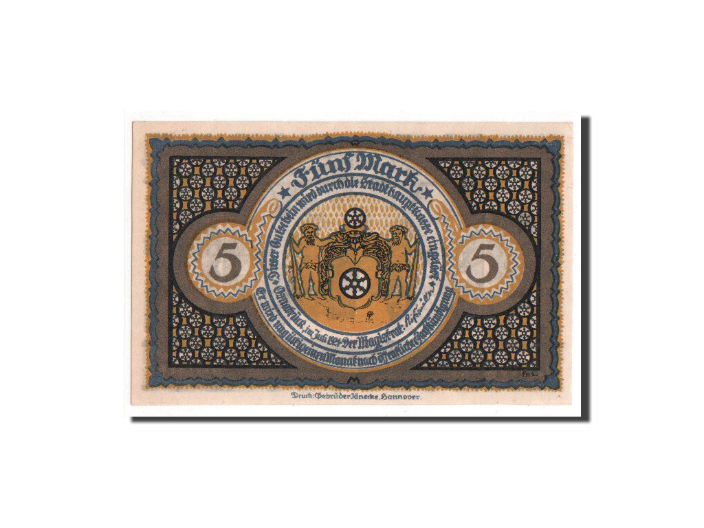 Banconote, Germania, Osnabruck, 5 Mark, 1921, 1921-07-01, FDS, Mehl:1032.1