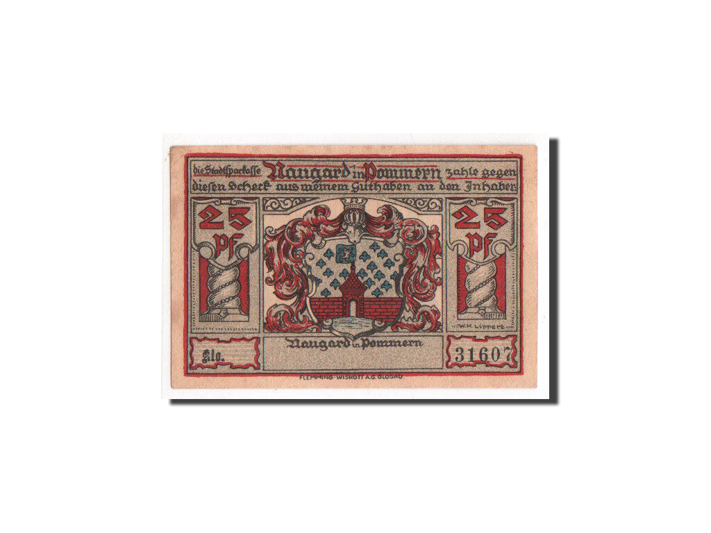 Banknote, Germany, Naugard Stadtsparkasse, 25 Pfennig, UNC(65-70), Mehl:923.1