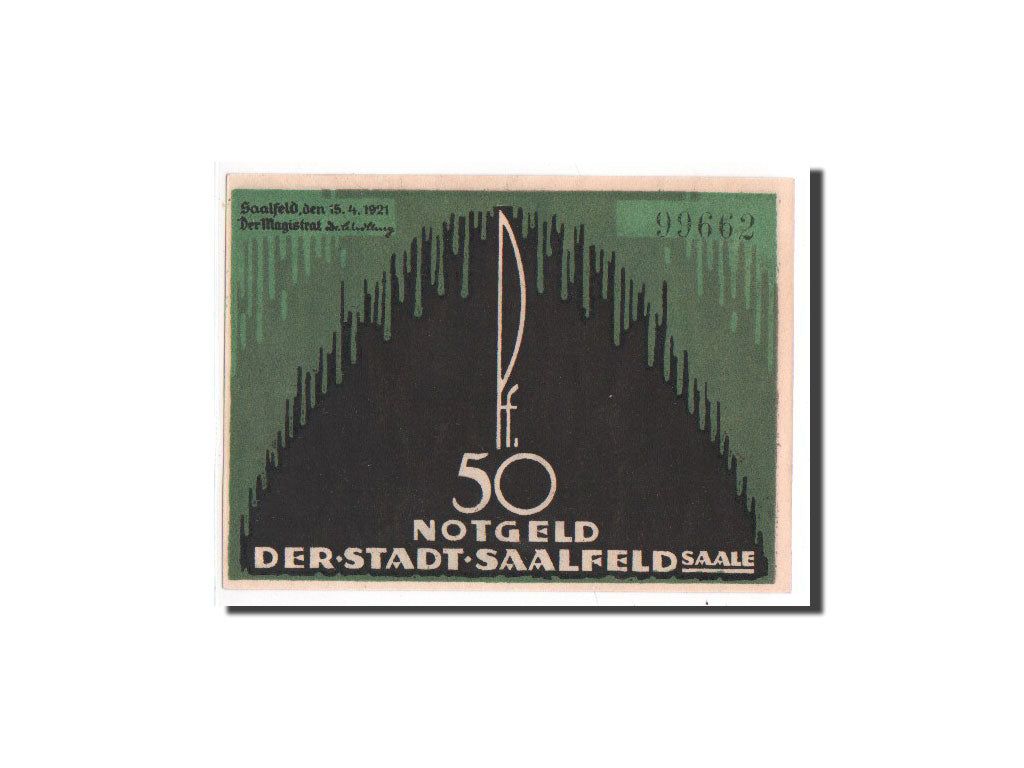 Banknote, Germany, Saalfeld, 50 Pfennig, 1921, UNC(65-70), Mehl:1155.3