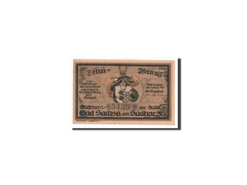Banknote, Germany, Sachsa, 10 Pfennig, 1921, UNC(65-70), Mehl:1157.2