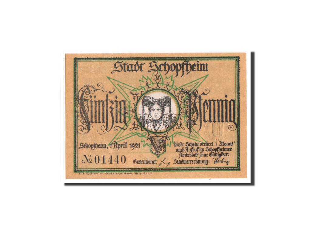 Geldschein, Deutschland, Schopfheim Stadt, 50 Pfennig, 1921, UNZ, Mehl:1201.2
