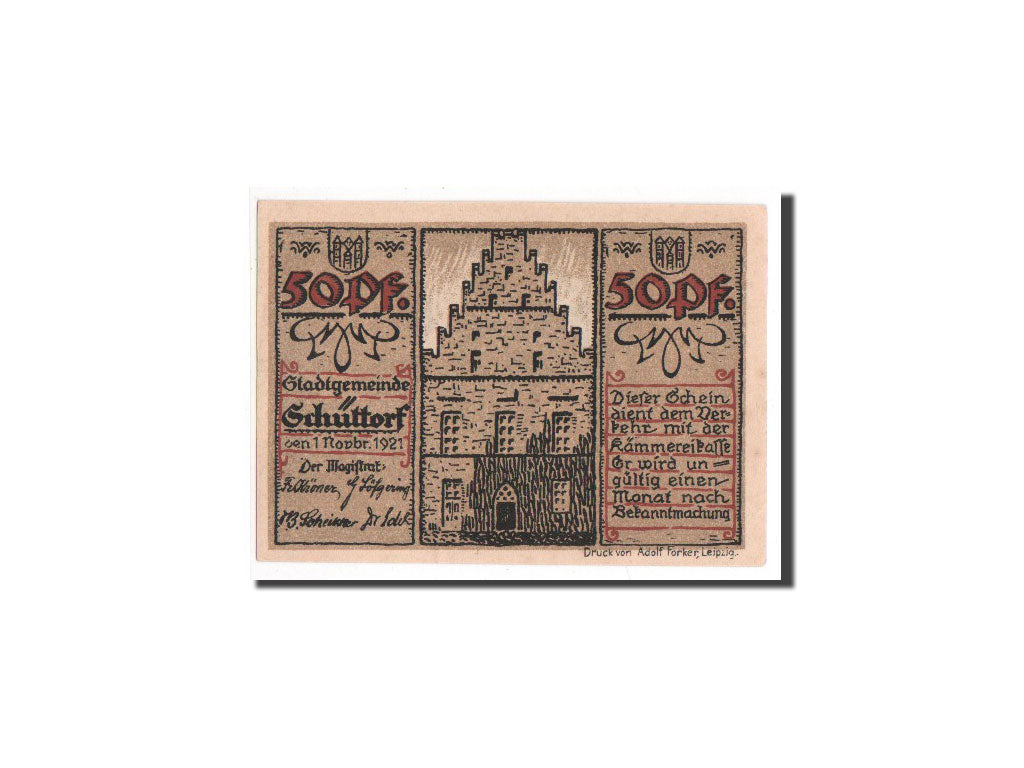 Banknote, Germany, Schuttorf, 50 Pfennig, 1921, UNC(65-70), Mehl:1202.1