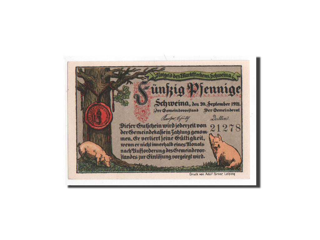 Banknote, Germany, Schweina Marktflecken, 50 Pfennig, 1921, UNC(65-70)