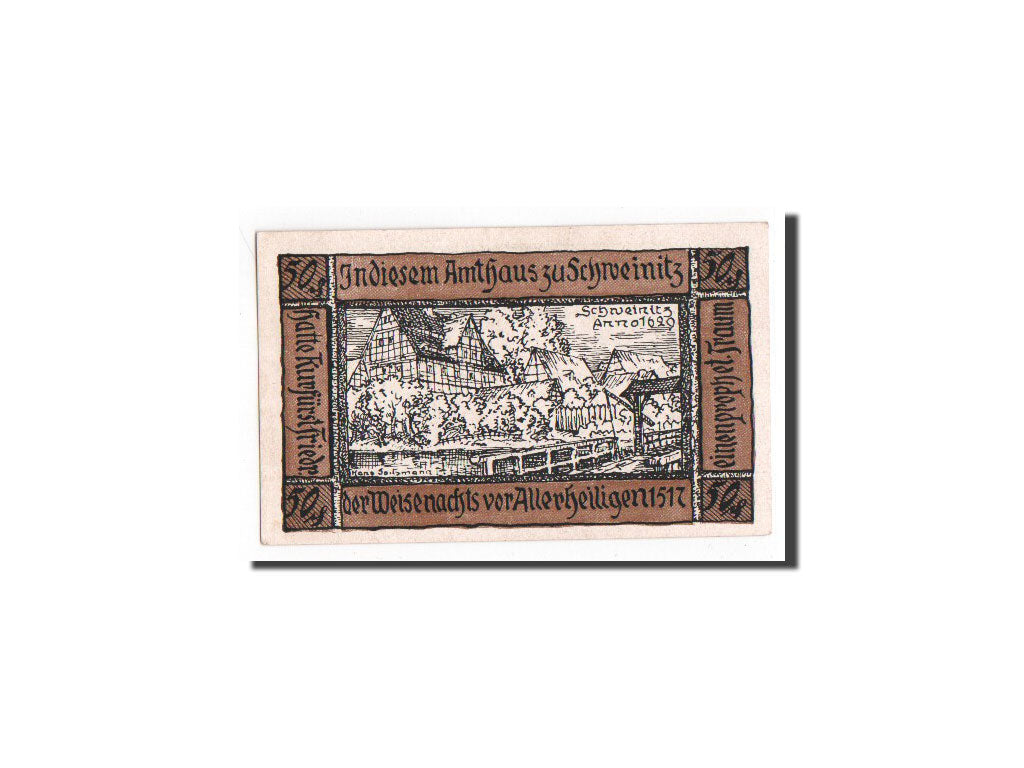 Geldschein, Deutschland, Schweinitz Stadt, 50 Pfennig, 1921, UNZ, Mehl:1212.1