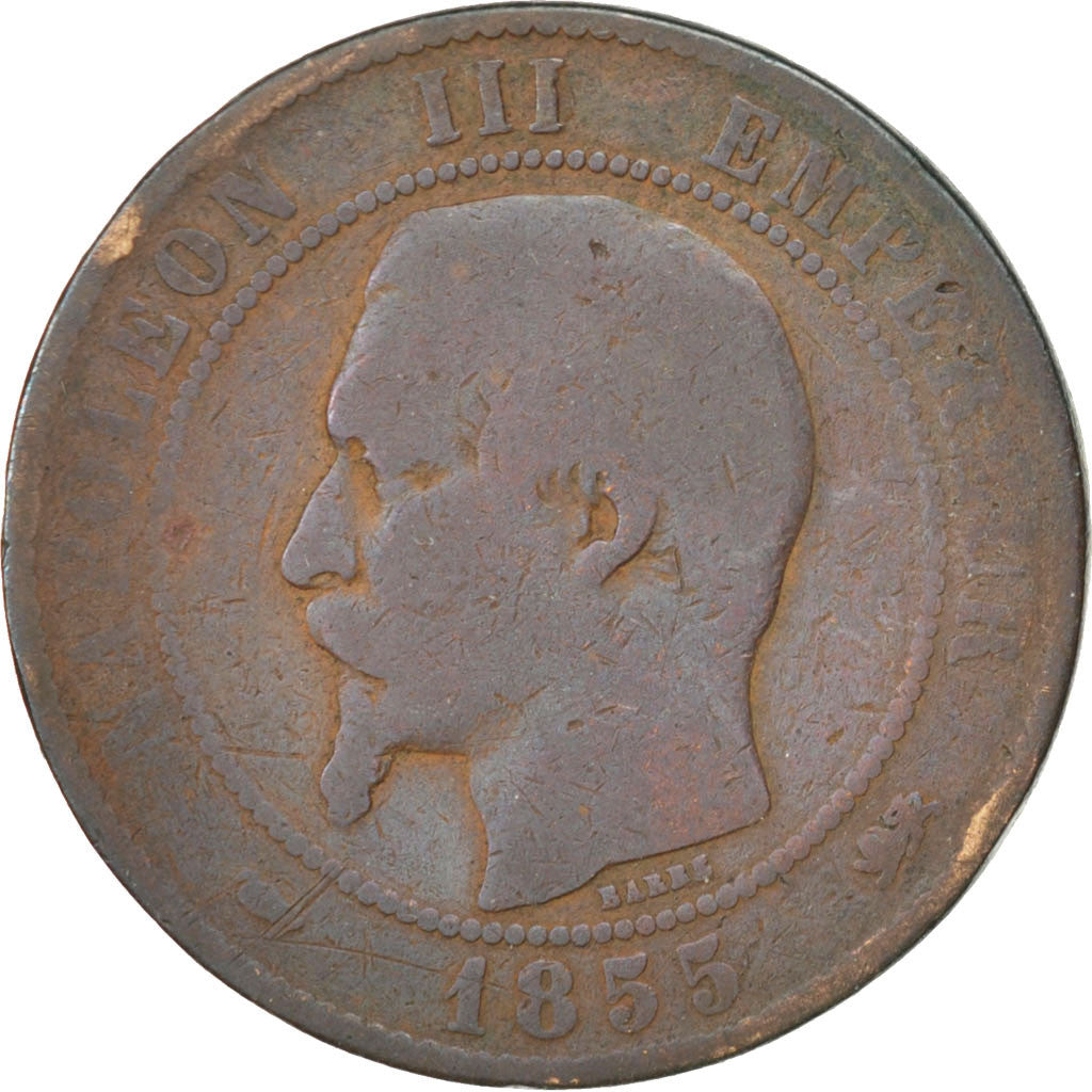 Moneda, Francia, Napoleon III, Napoléon III, 10 Centimes, 1855, Lyon, BC