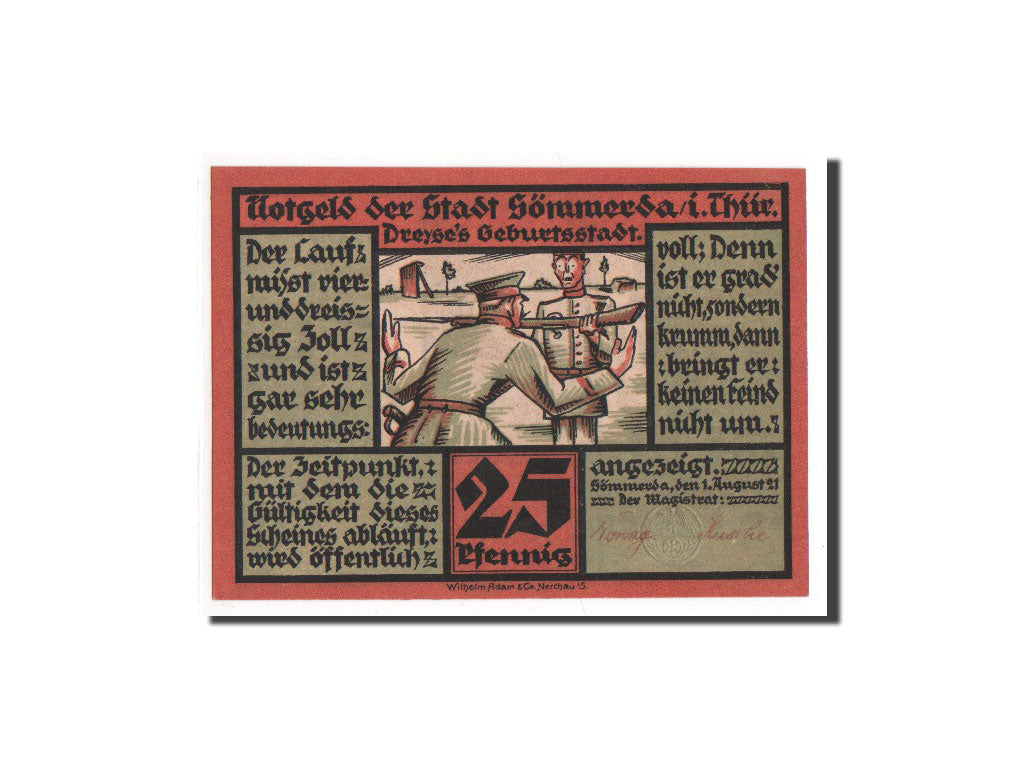 Banknote, Germany, Sommerda Thur, 25 Pfennig, 1921, UNC(65-70), Mehl:1230.1